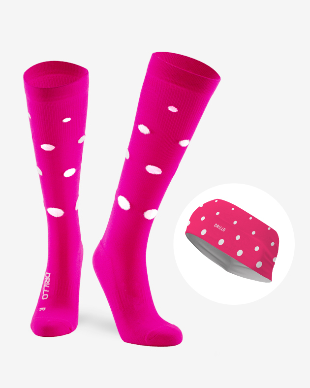 Set kompresek a růžové čelenky Stripe pink